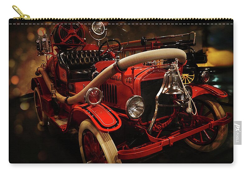 Antique Fire Truck Zip Pouch featuring the photograph Antique Fire Truck by Lilia S