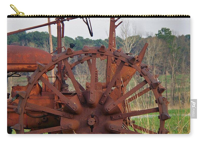 Tractor Zip Pouch featuring the photograph Antique Tractor by Betty Northcutt
