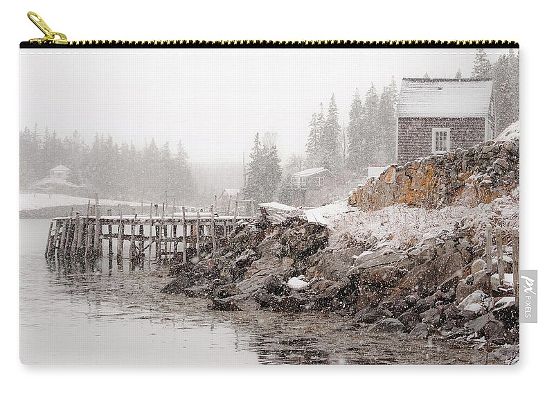 Winter Scene Zip Pouch featuring the photograph Any Port in a Storm by Jeff Cooper