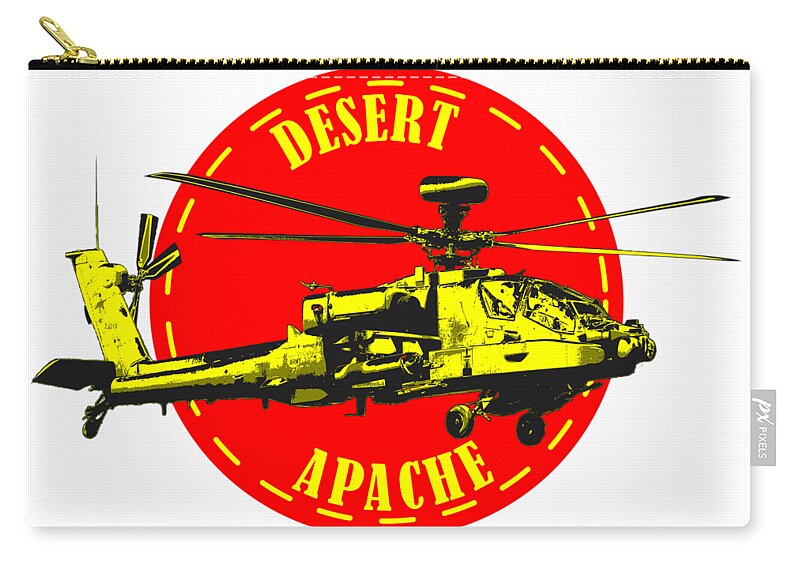 Apache Zip Pouch featuring the digital art Apache on Desert by Piotr Dulski