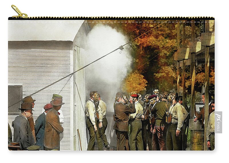 Steampunk Zip Pouch featuring the photograph Apocalypse - Apocalypse party 1923 by Mike Savad