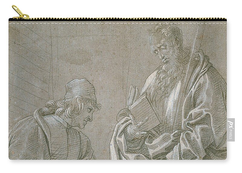 15th Century Art Zip Pouch featuring the drawing Apostle and Youth by Filippino Lippi