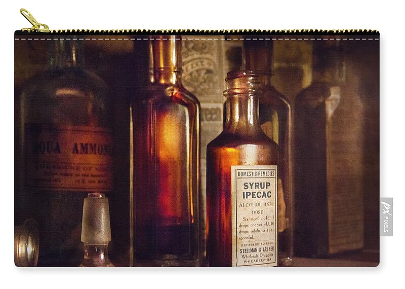 Pharmacist Zip Pouch featuring the photograph Apothecary - Domestic Remedies by Mike Savad