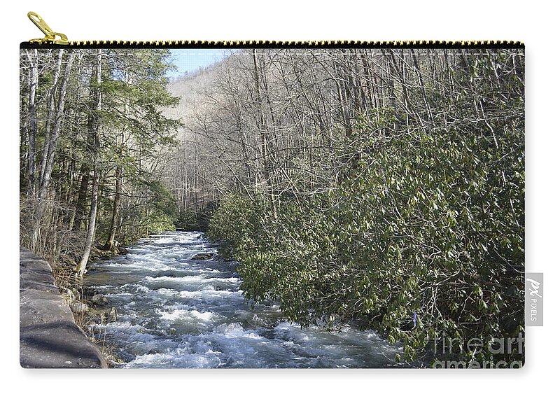 Streams Zip Pouch featuring the digital art Appalachian Mountain Water 2 by Barb Dalton