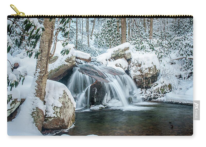 Landscape Zip Pouch featuring the photograph Appalachian Mountains TN Cascading Winter by Robert Stephens