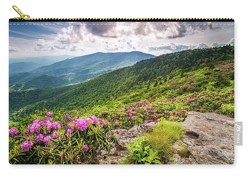 Spring Zip Pouch featuring the photograph Appalachian Trail NC TN Grassy Ridge Rhododendron Bloom by Robert Stephens