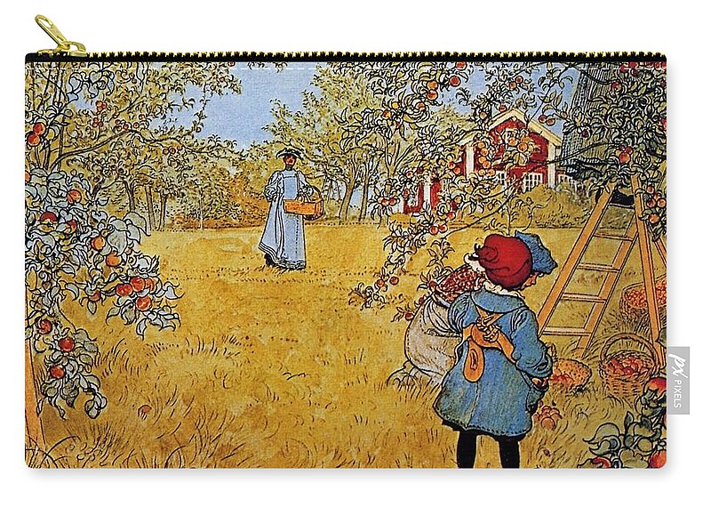 Carl Larsson Apple Orchard Carry-all Pouch featuring the painting Apple by MotionAge Designs