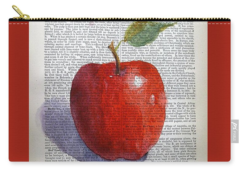 Antique Paper Carry-all Pouch featuring the painting Kattywompus Apple on Antique Paper by Maria Hunt