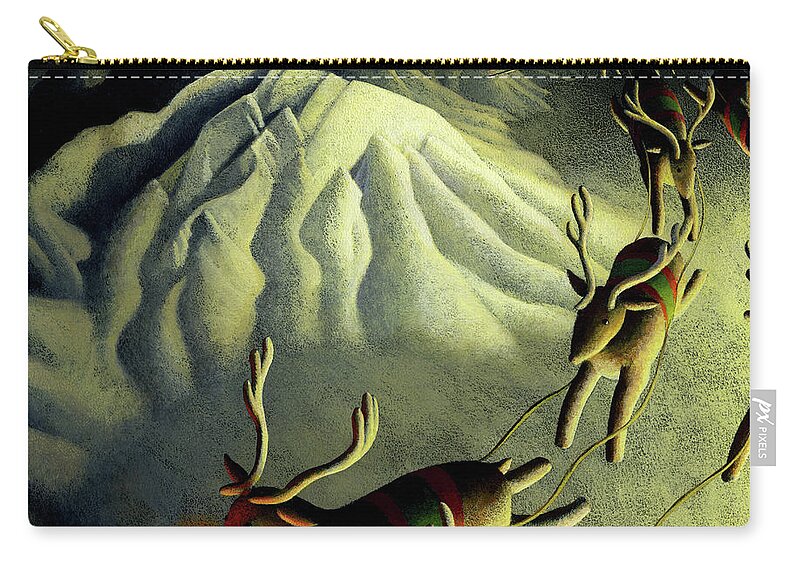 Reindeer Zip Pouch featuring the painting Approaching Salt Lake by Chris Miles