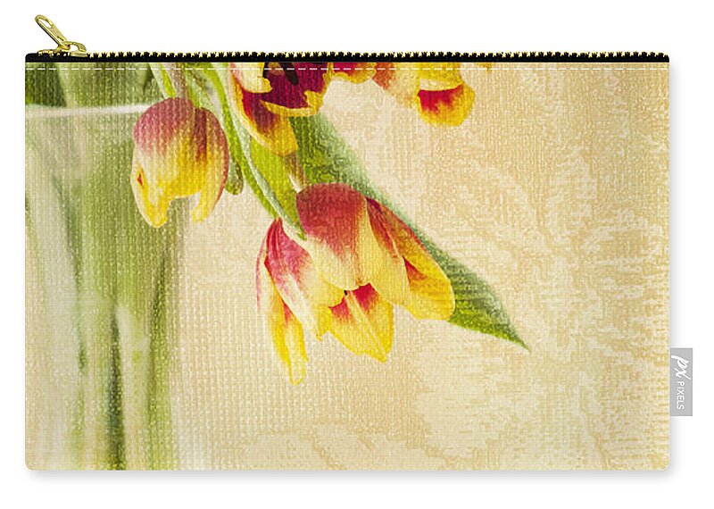 Red Yellow Tulips Zip Pouch featuring the photograph April Flowers by Jill Love