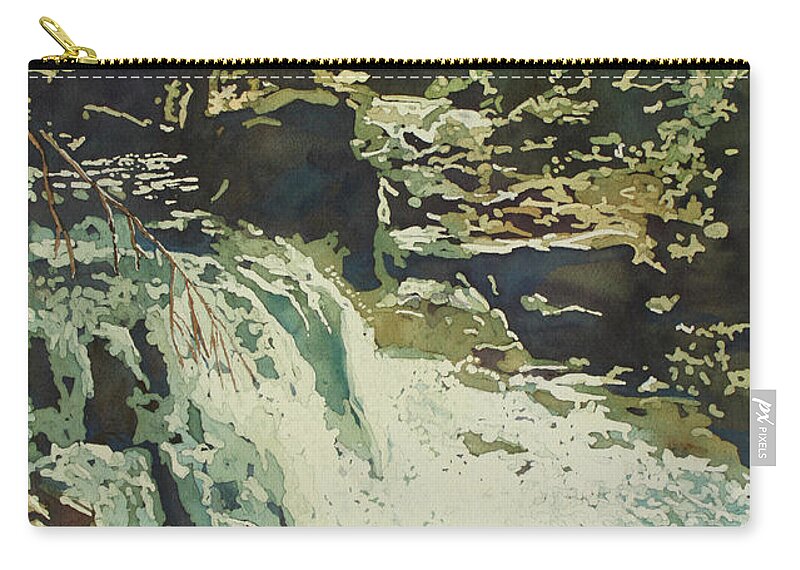 Waterfall Zip Pouch featuring the painting Aqua Falls by Jenny Armitage