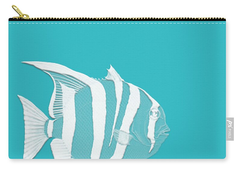 Digital Art Zip Pouch featuring the digital art Aqua Fish by Bonnie Bruno