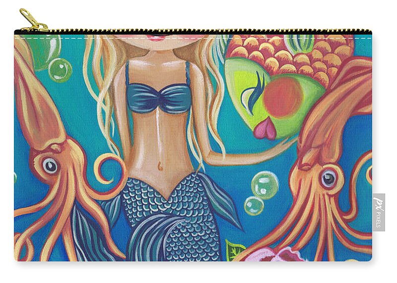 Mermaid Zip Pouch featuring the painting Aquatic Mermaid by Jaz Higgins
