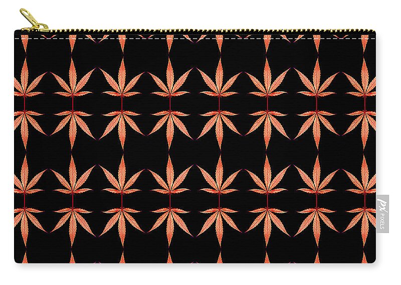 Arabesque Zip Pouch featuring the photograph Arabesque Leaf Red On Black by Marc Nader