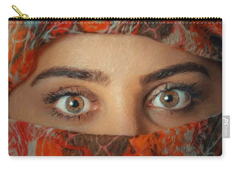 Woman Portrait Zip Pouch featuring the painting Arabian beauty by Vincent Monozlay