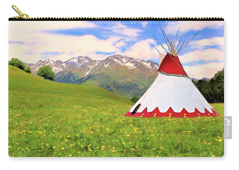 Tipi Zip Pouch featuring the painting Arapaho Spring by Dominic Piperata