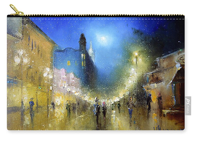 Russian Artists New Wave Carry-all Pouch featuring the painting Arbat Night Lights by Igor Medvedev