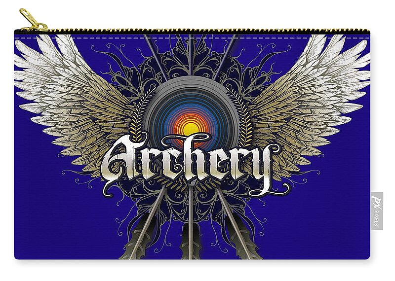 Archery Zip Pouch featuring the painting Archery Wings by Robert Corsetti
