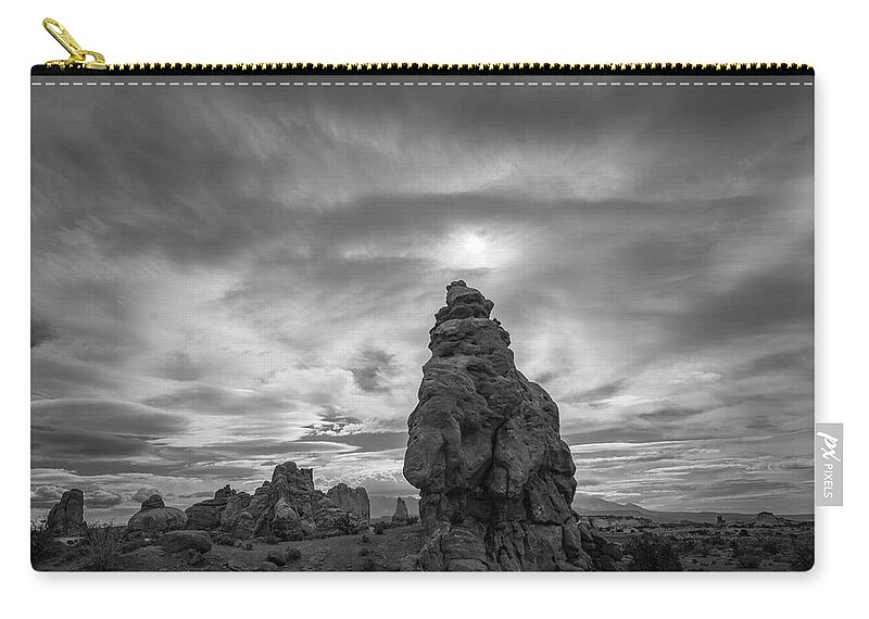 Arch Zip Pouch featuring the photograph Arches NP XXI BW by David Gordon