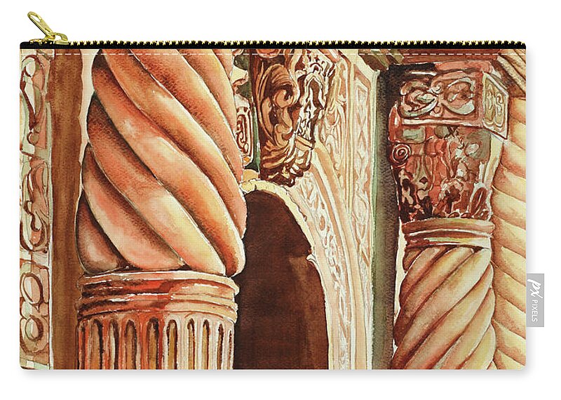 Architecture Zip Pouch featuring the painting Architectural Immersion by Carolyn Coffey Wallace