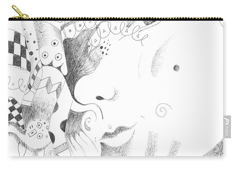 Curious Zip Pouch featuring the drawing Are You Curious by Helena Tiainen