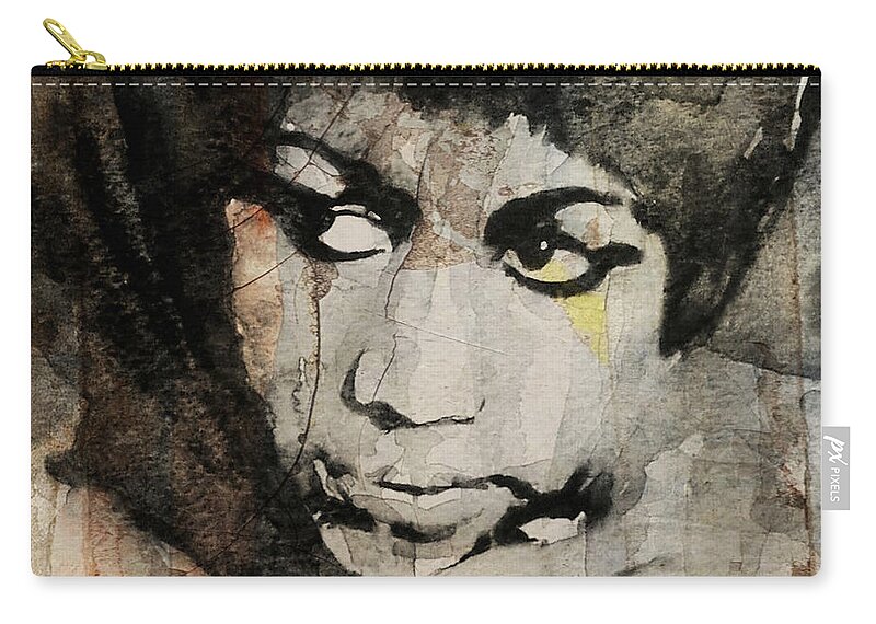 Aretha Franklin Zip Pouch featuring the painting Aretha Franklin - Don't Play That Song For Me by Paul Lovering