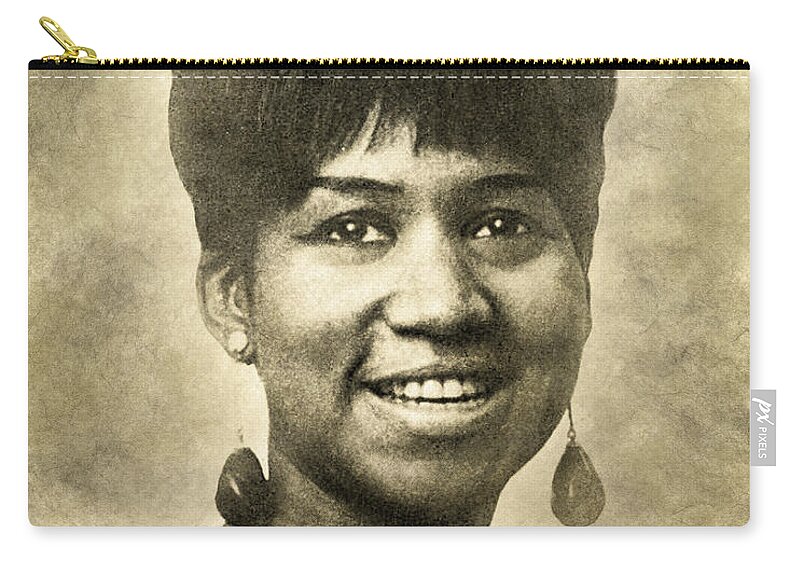 Aretha Franklin Zip Pouch featuring the digital art Aretha Franklin Queen of Soul by Anthony Murphy