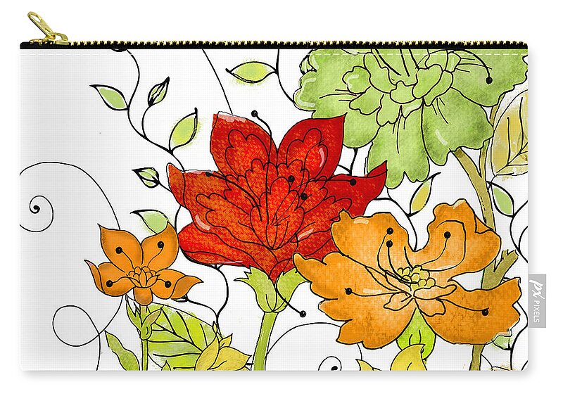 Watercolor Flowers Zip Pouch featuring the painting Aria II by Mindy Sommers