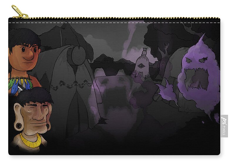 Aritana And The Harpy's Feather Zip Pouch featuring the digital art Aritana and the Harpy's Feather by Maye Loeser