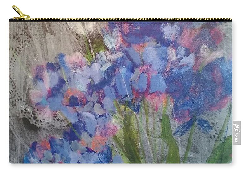 Wild Flowers Zip Pouch featuring the painting Arizona Blues by Sherry Harradence