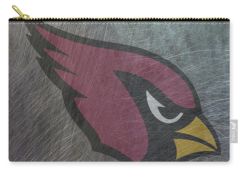 Arizona Zip Pouch featuring the mixed media Arizona Cardinals Translucent Steel by Movie Poster Prints