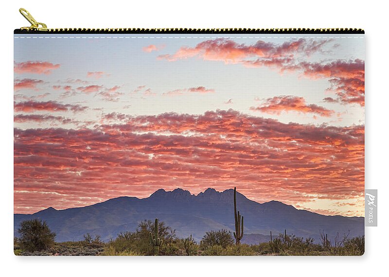 Desert Zip Pouch featuring the photograph Arizona Four Peaks Mountain Colorful View by James BO Insogna