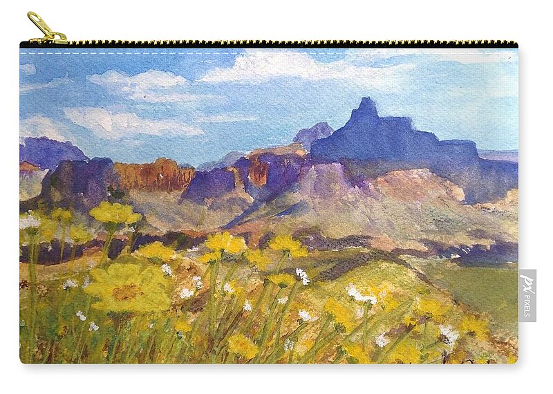 Arizona Zip Pouch featuring the painting Arizona Mountain Spring by Cheryl Wallace