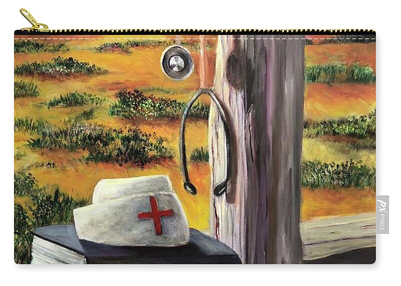 Arizona Zip Pouch featuring the painting Arizona The Nurse and Hope by Rand Burns