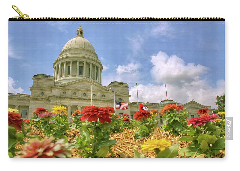 Arkansas State Capitol Zip Pouch featuring the photograph Arkansas State Capitol - Little Rock by Jason Politte