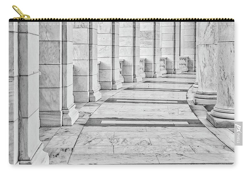Arlington Amphitheater Zip Pouch featuring the photograph Arlington Amphitheater Arches And Columns II by Susan Candelario
