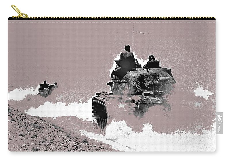 Army Reservists Summer Camp Tanks Death Valley California 1968-2016 Zip Pouch featuring the photograph Army Reservists summer camp tanks Death Valley California 1968-2016 by David Lee Guss
