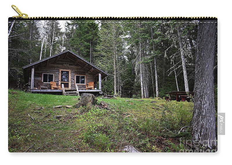 Nature Zip Pouch featuring the photograph Aroostooks Forks Cabin by Skip Willits
