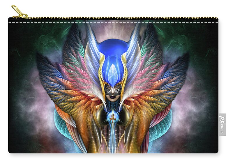 Arsencia Zip Pouch featuring the digital art Arsencia Ethereal Glory Fractal Portrait by Rolando Burbon