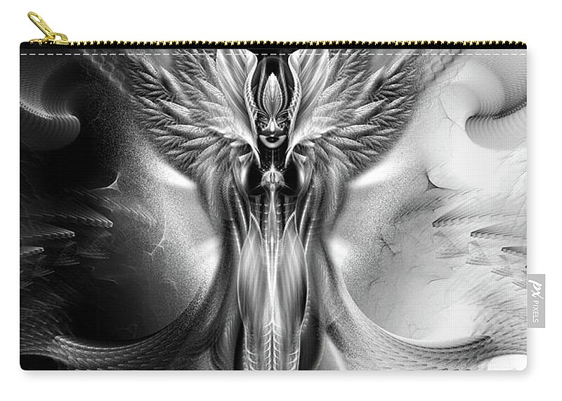 Arsencia Carry-all Pouch featuring the digital art Arsencia The Other Side Of Midnight Fractal Portrait by Rolando Burbon