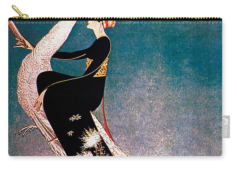Fashion Zip Pouch featuring the painting Art Deco Fashion Peacock by Mindy Sommers