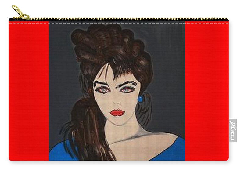 Art Deco Girl Waiting Zip Pouch featuring the painting Art Deco Girl Waiting by Nora Shepley