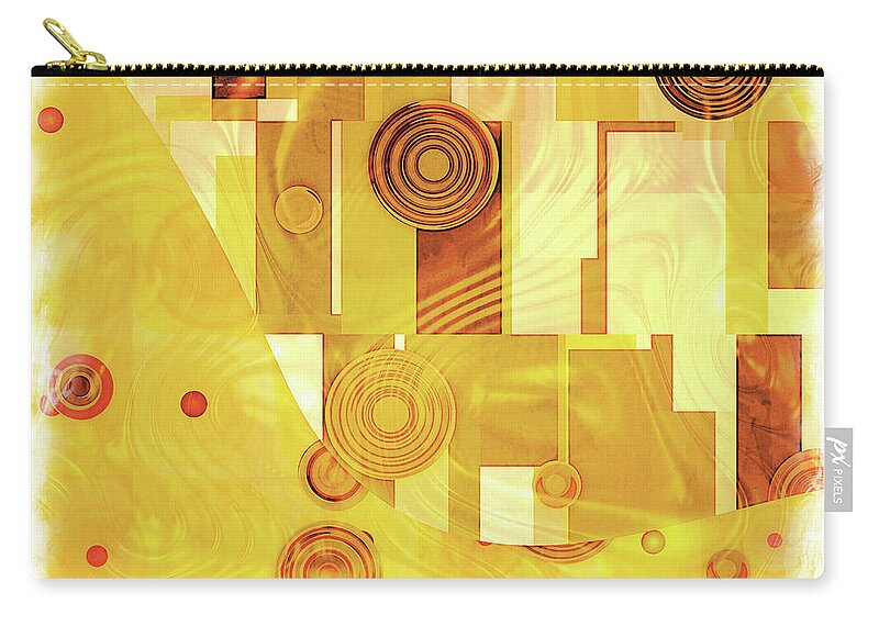Art Deco Zip Pouch featuring the digital art Art Deco Yellow by Lutz Baar