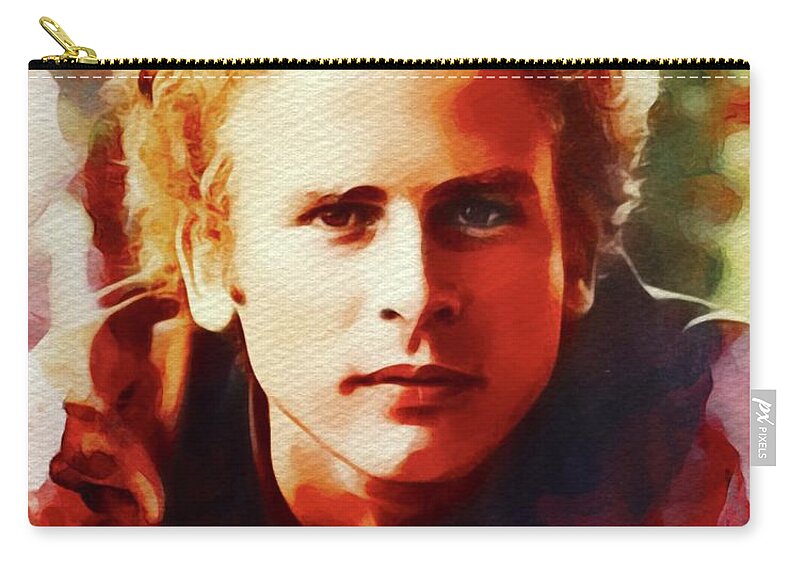 Art Zip Pouch featuring the painting Art Garfunkel, Music Legend by Esoterica Art Agency