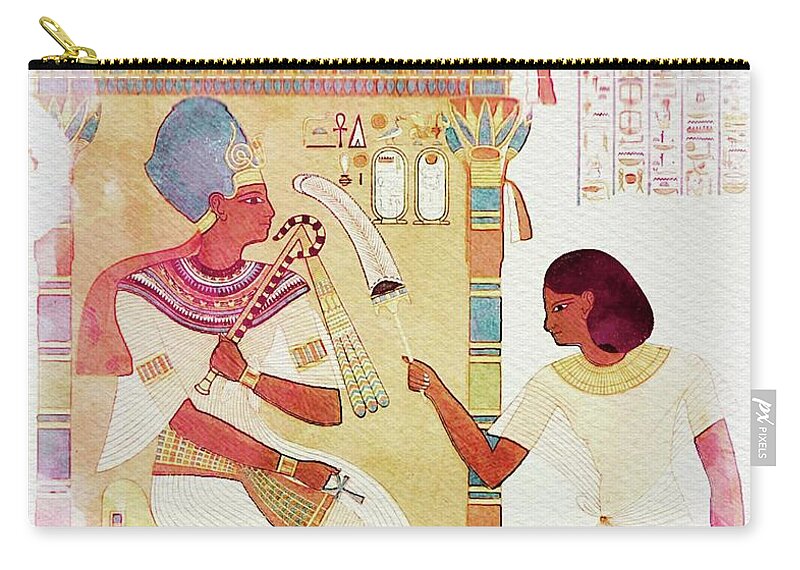 Hieroglyphs Zip Pouch featuring the painting Art of Ancient Egypt by Esoterica Art Agency