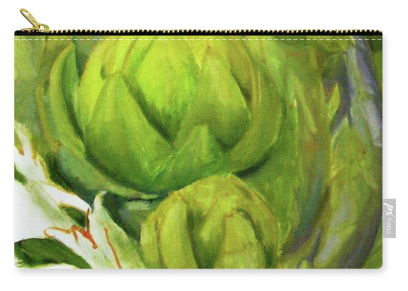 Farming Zip Pouch featuring the painting Artichoke unfinished by Maria Hunt