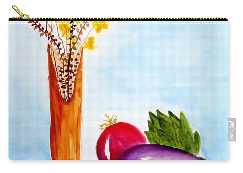 Artichoke Zip Pouch featuring the painting Artichokes and Eggplant by Jamie Frier