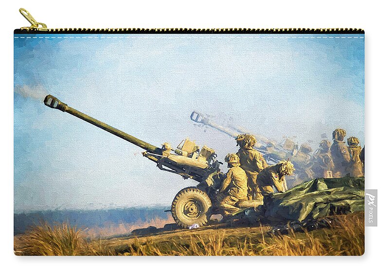 105mm Zip Pouch featuring the photograph Artillery Fire 2 by Roy Pedersen