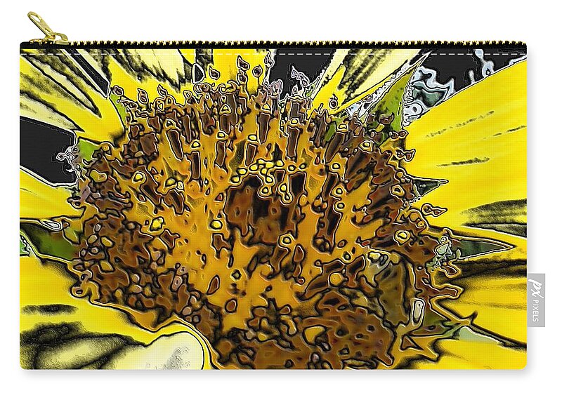 Sunflower Zip Pouch featuring the digital art Artsy Sunflower by Sonya Chalmers