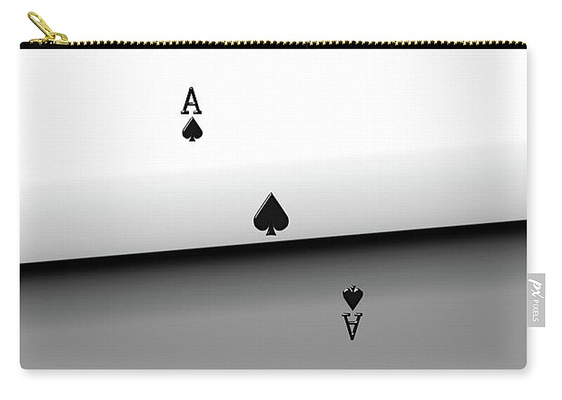 'gamble' Collection By Serge Averbukh Zip Pouch featuring the digital art Ace of Spades  by Serge Averbukh